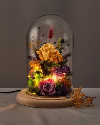 ​​​​​​​Glass domе with lights "Lavender garden" 100292 фото