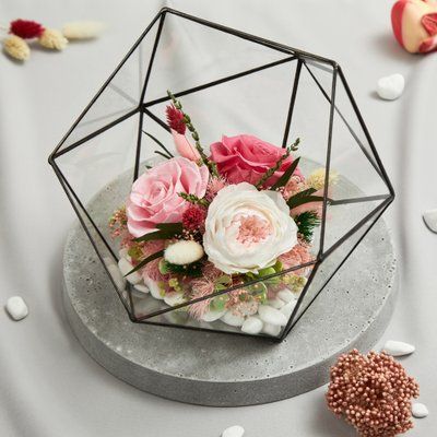 Glass vase (icosahedron) "Floral grace" 101451 фото