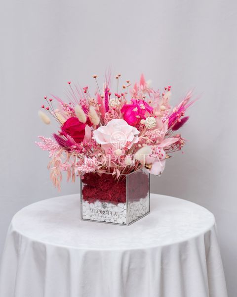 Glass vase (cube) "Barbie" 100215 фото