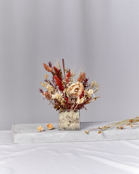 Glass vase (cube) "Autumn Charm" 101417 фото