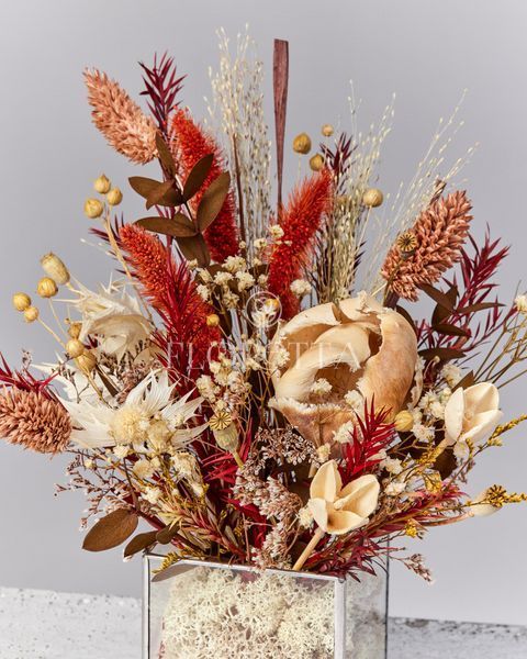Glass vase (cube) "Autumn Charm" 101417 фото