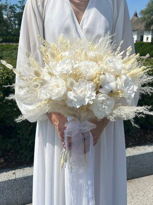 Bridal bouquet "The luxury of pearls" cascading 101559 фото