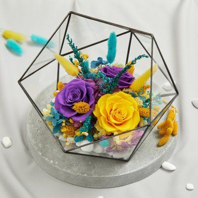 Glass vase (icosahedron) "Aquamarine" 101304 фото